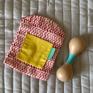 Lovevery Crinkle Bag and Wood Rattle